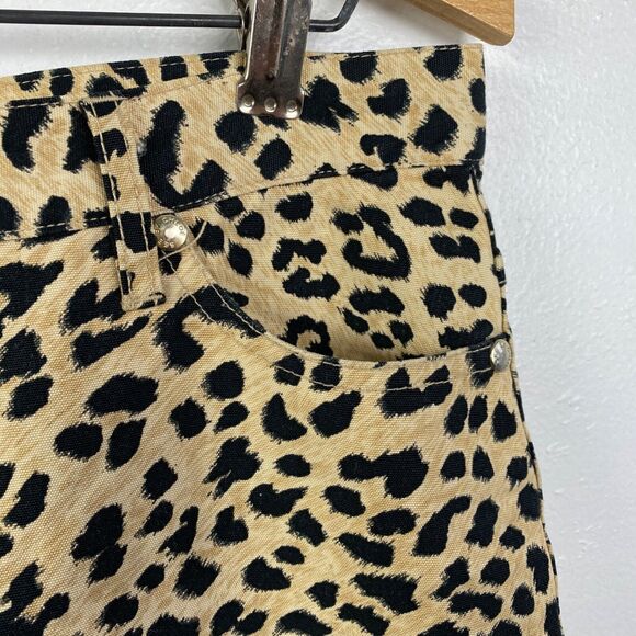 See By Chloe Cheetah Animal Print Denim Skirt Size 8 Below Knee A-Line Zip Front - Picture 6 of 14